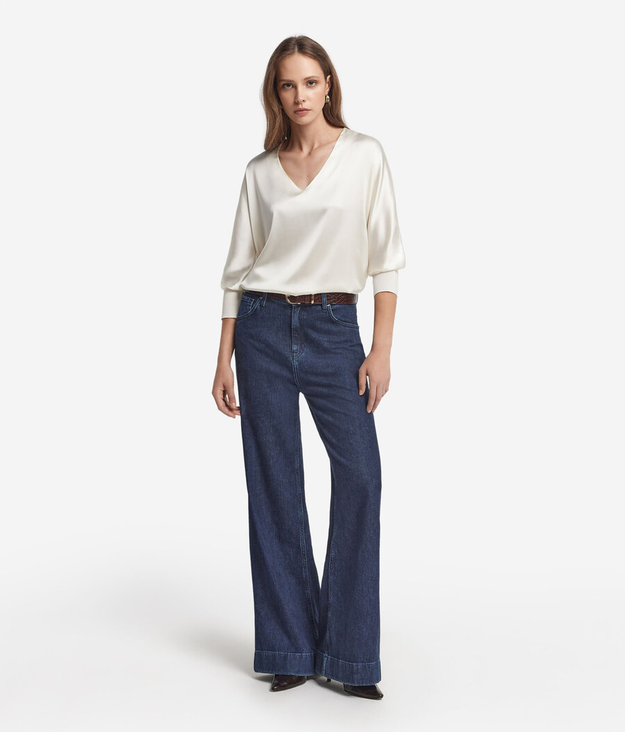 seidenbluse mit v-ausschnitt
