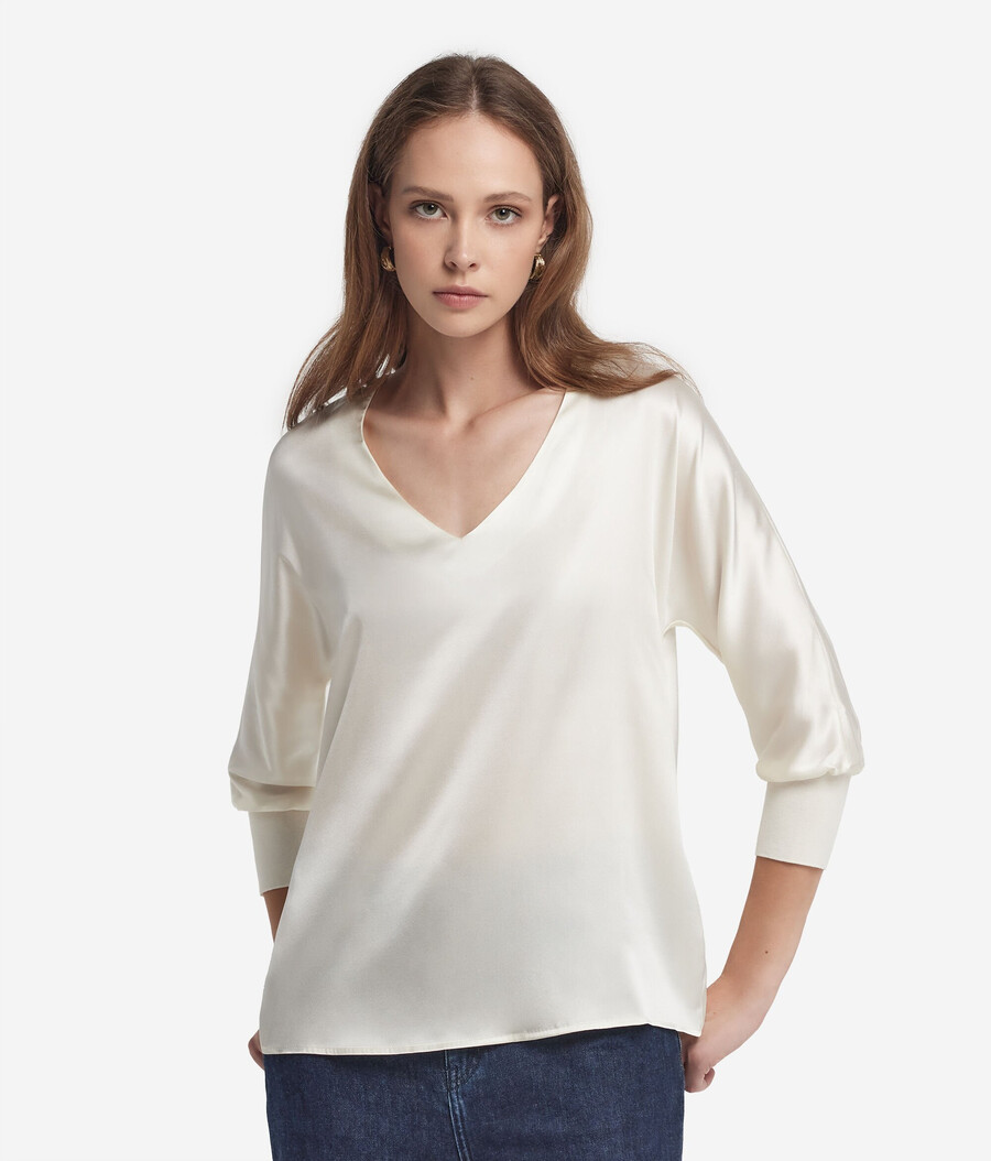 seidenbluse mit v-ausschnitt