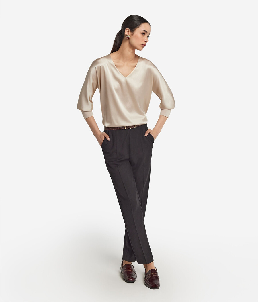 seidenbluse mit v-ausschnitt