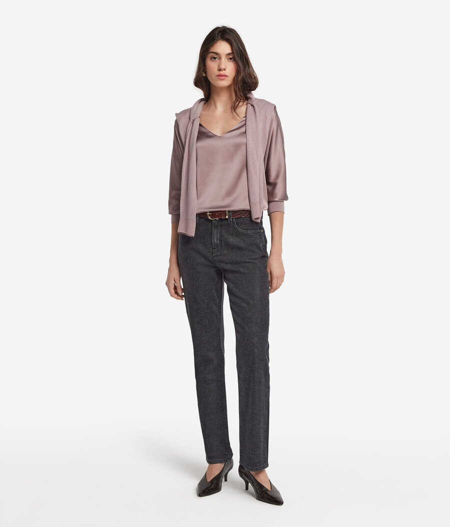 seidenbluse mit v-ausschnitt
