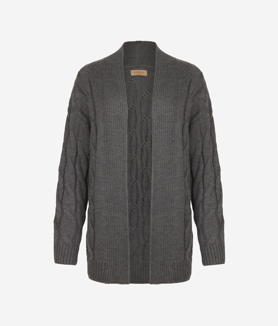 zopfstrick-strickjacke aus wolle
