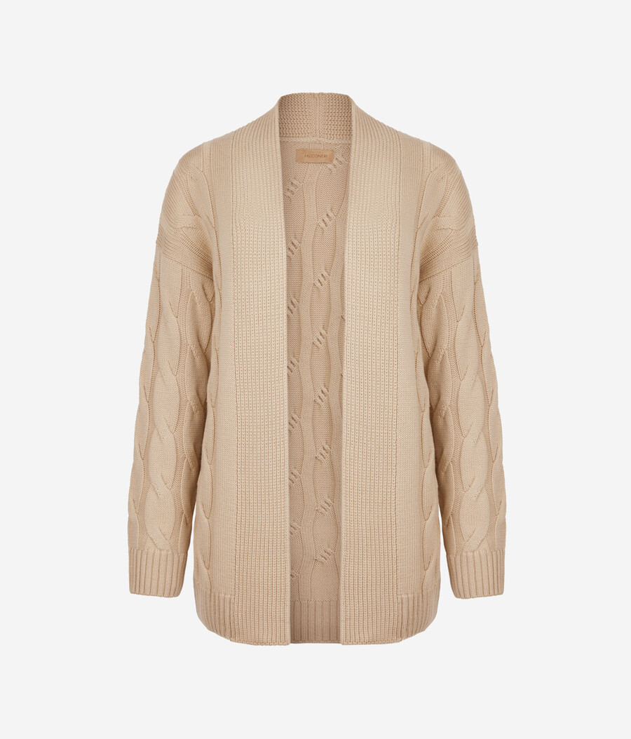 zopfstrick-strickjacke aus wolle