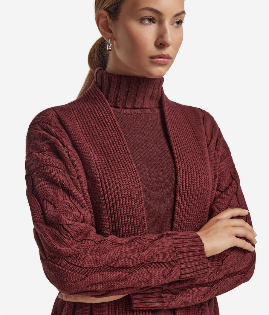 zopfstrick-strickjacke aus wolle