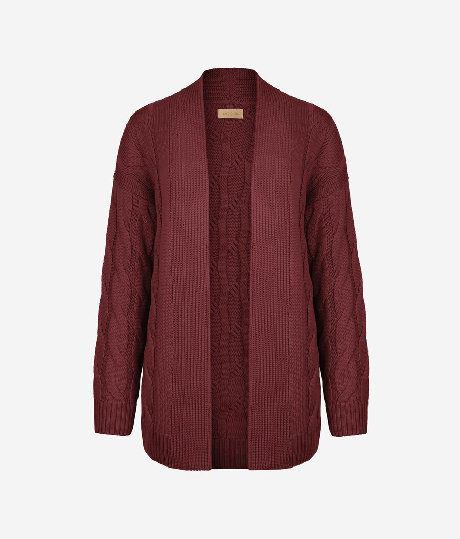 zopfstrick-strickjacke aus wolle