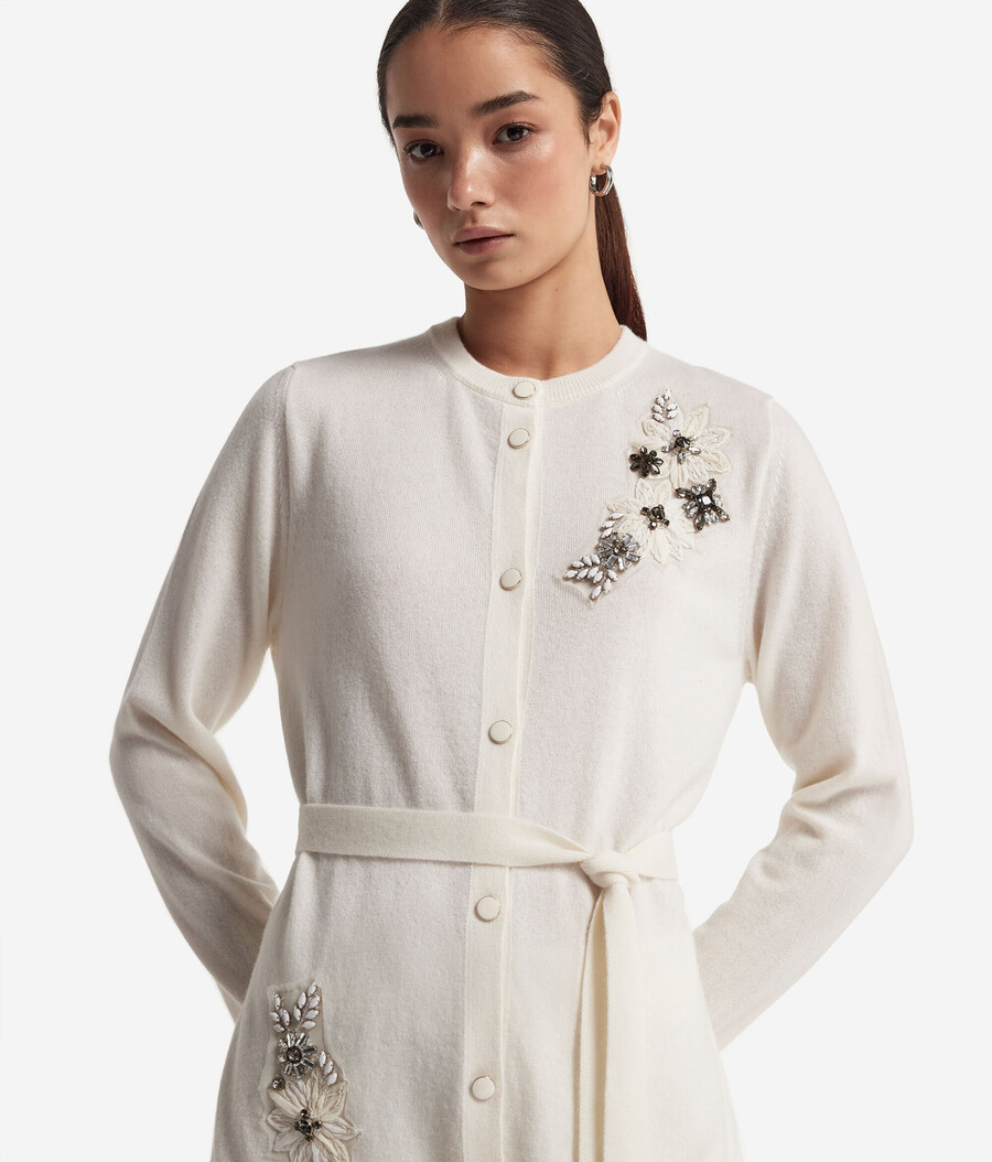 kaschmir-strickjacke mit blumenstickerei