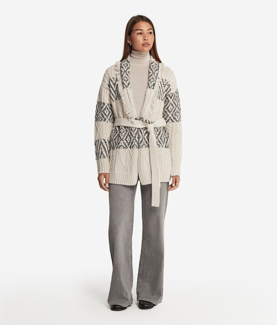 ultraweicher kaschmir-cardigan mit zopfmuster und jacquard-verarbeitung