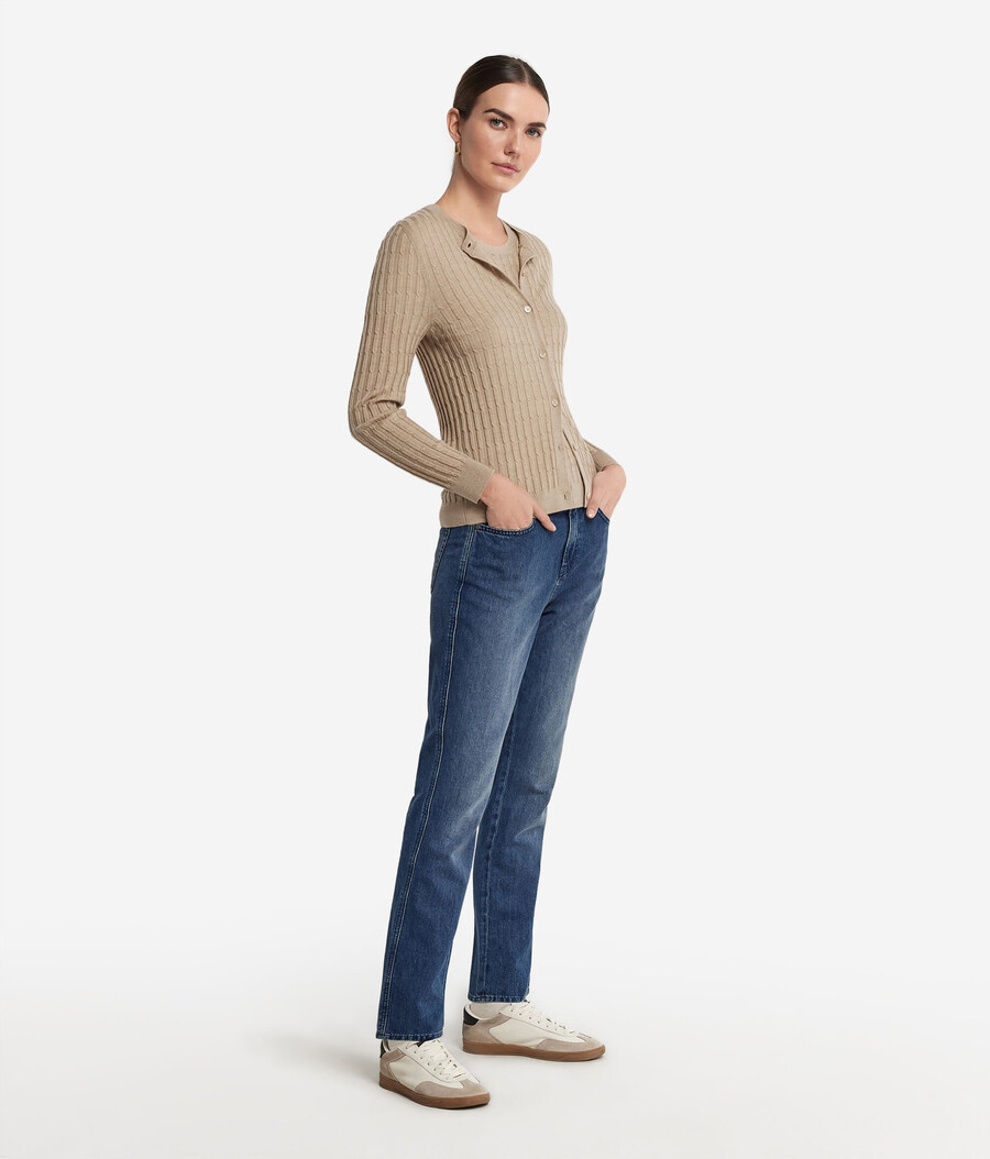 feiner kaschmir-zopfstrick-cardigan