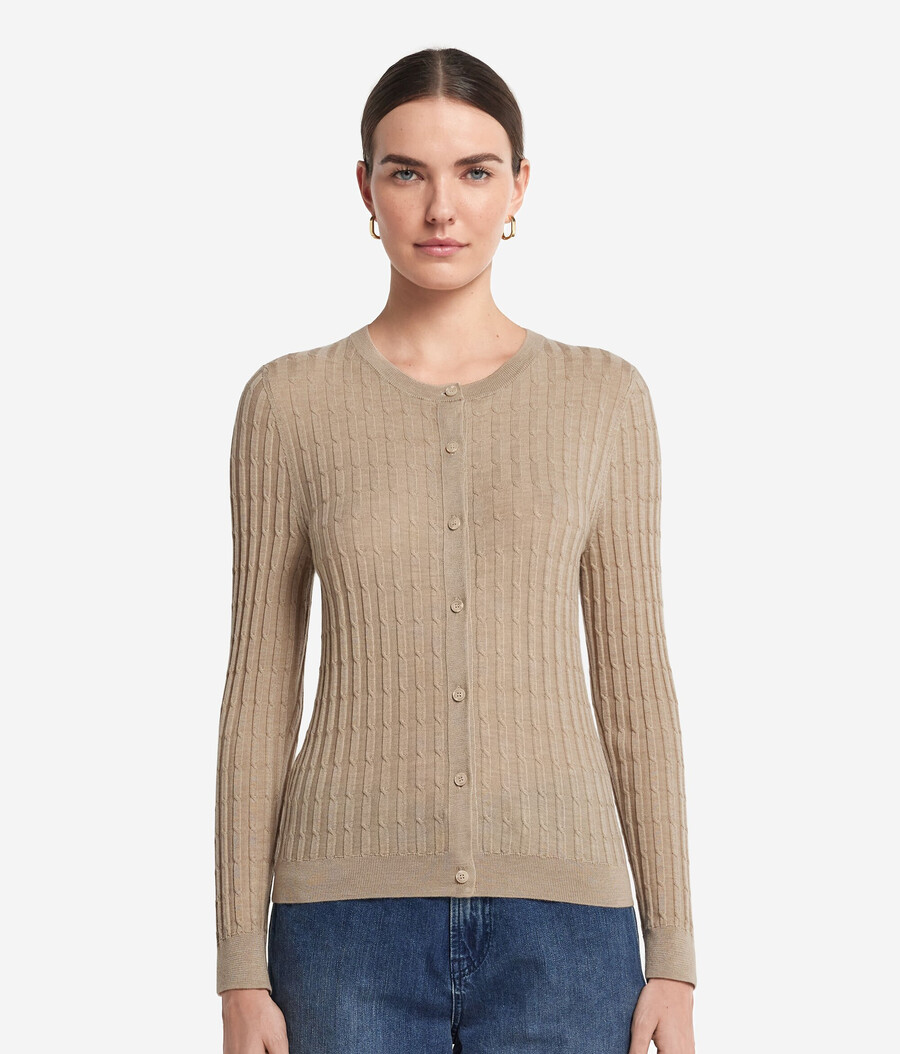feiner kaschmir-zopfstrick-cardigan