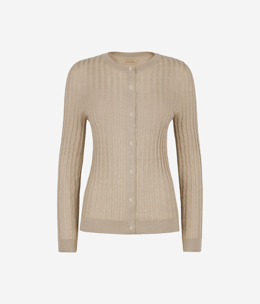 feiner kaschmir-zopfstrick-cardigan