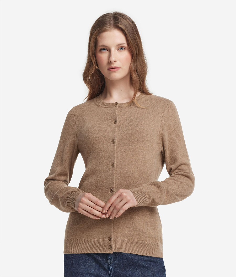 ultraweicher kaschmir-cardigan mit rundhalsausschnitt