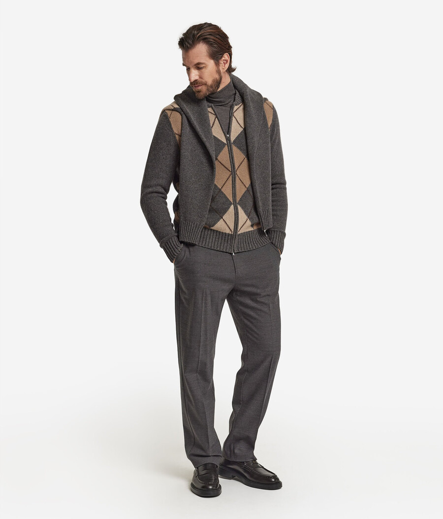 strickjacke mit reißverschluss und bomberkragen aus ultraweichem kaschmir