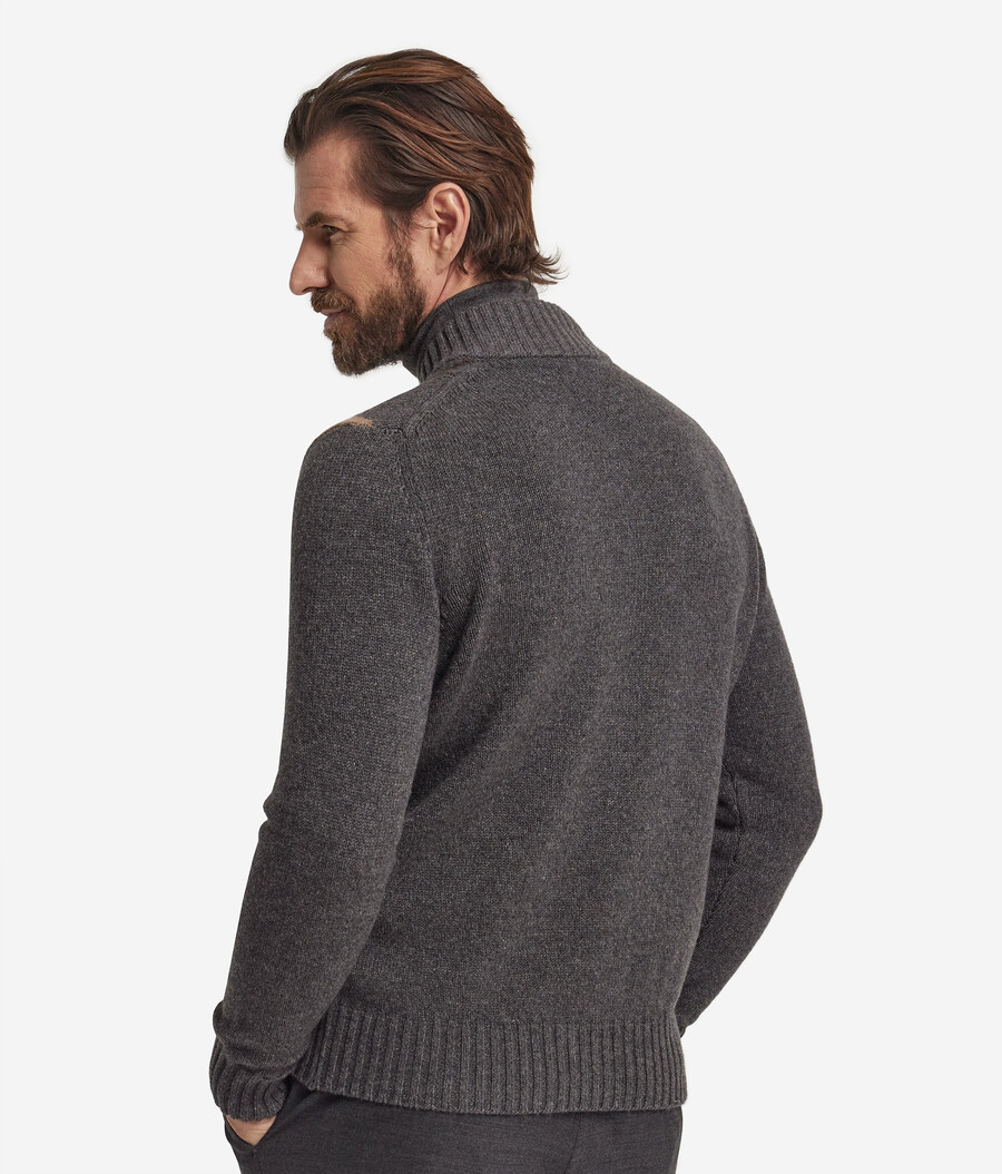 strickjacke mit reißverschluss und bomberkragen aus ultraweichem kaschmir