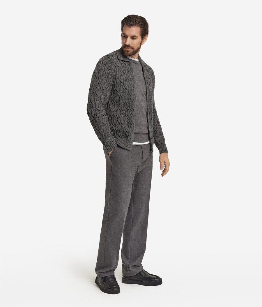 zopfstrick-strickjacke aus wolle