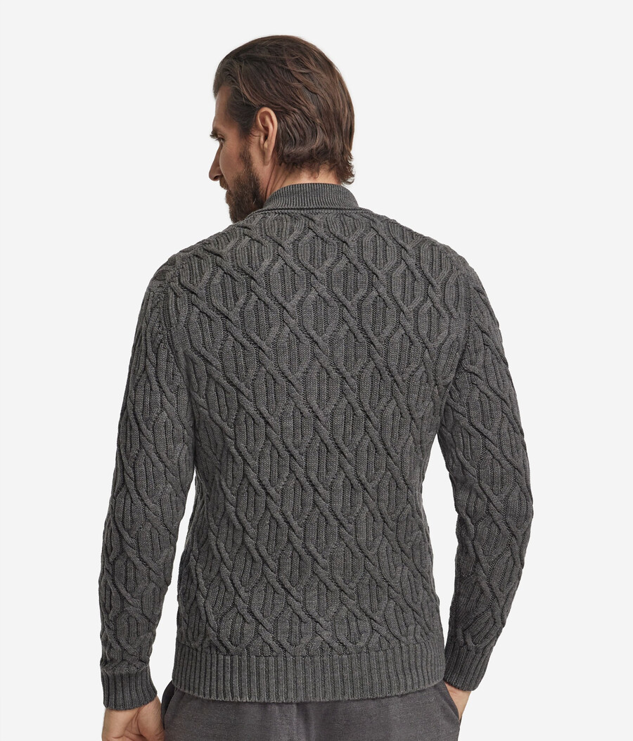 zopfstrick-strickjacke aus wolle