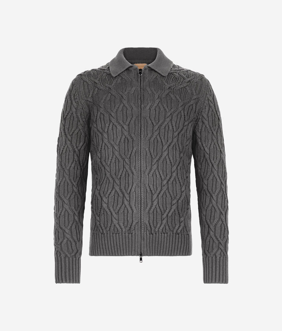 zopfstrick-strickjacke aus wolle