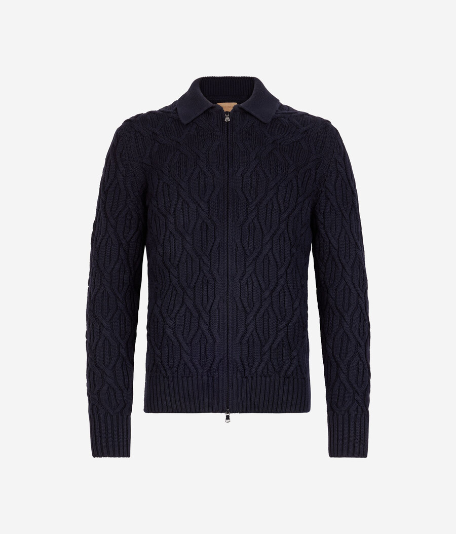 zopfstrick-strickjacke aus wolle