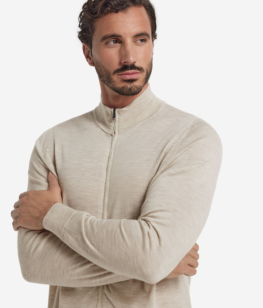 kaschmir-strickjacke mit reißverschluss