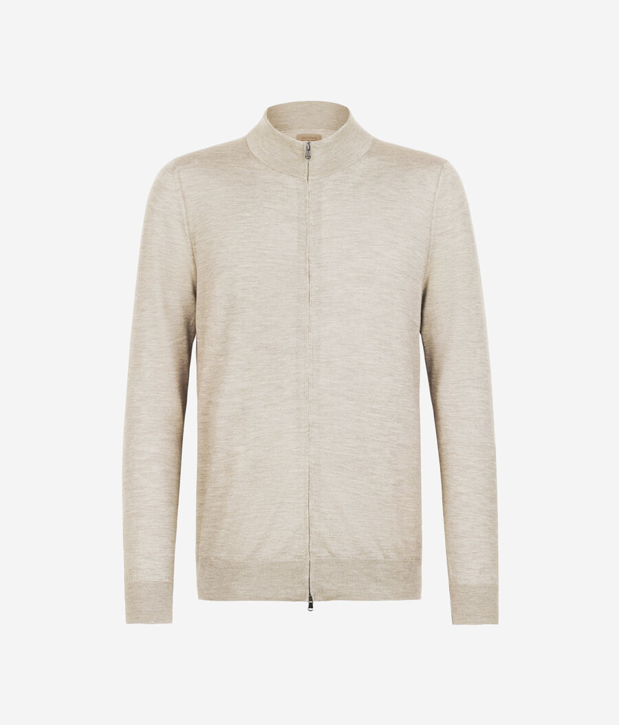 kaschmir-strickjacke mit reißverschluss