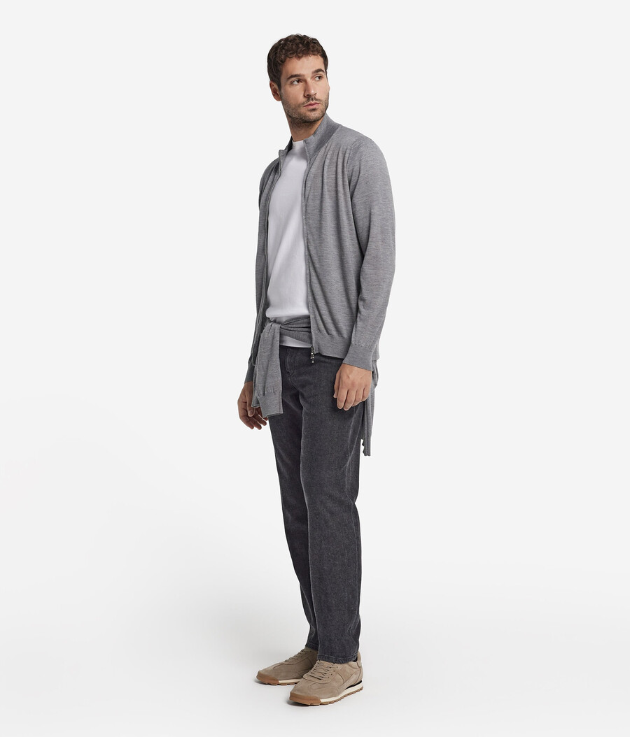 kaschmir-strickjacke mit reißverschluss
