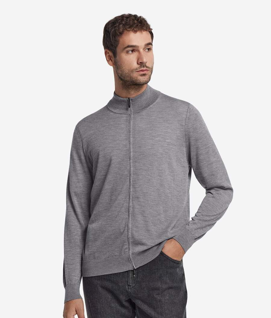 kaschmir-strickjacke mit reißverschluss