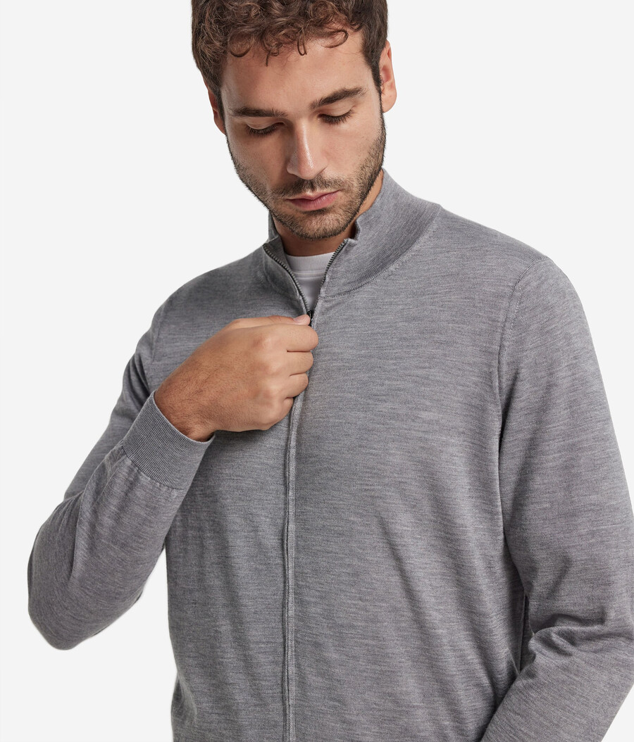 kaschmir-strickjacke mit reißverschluss