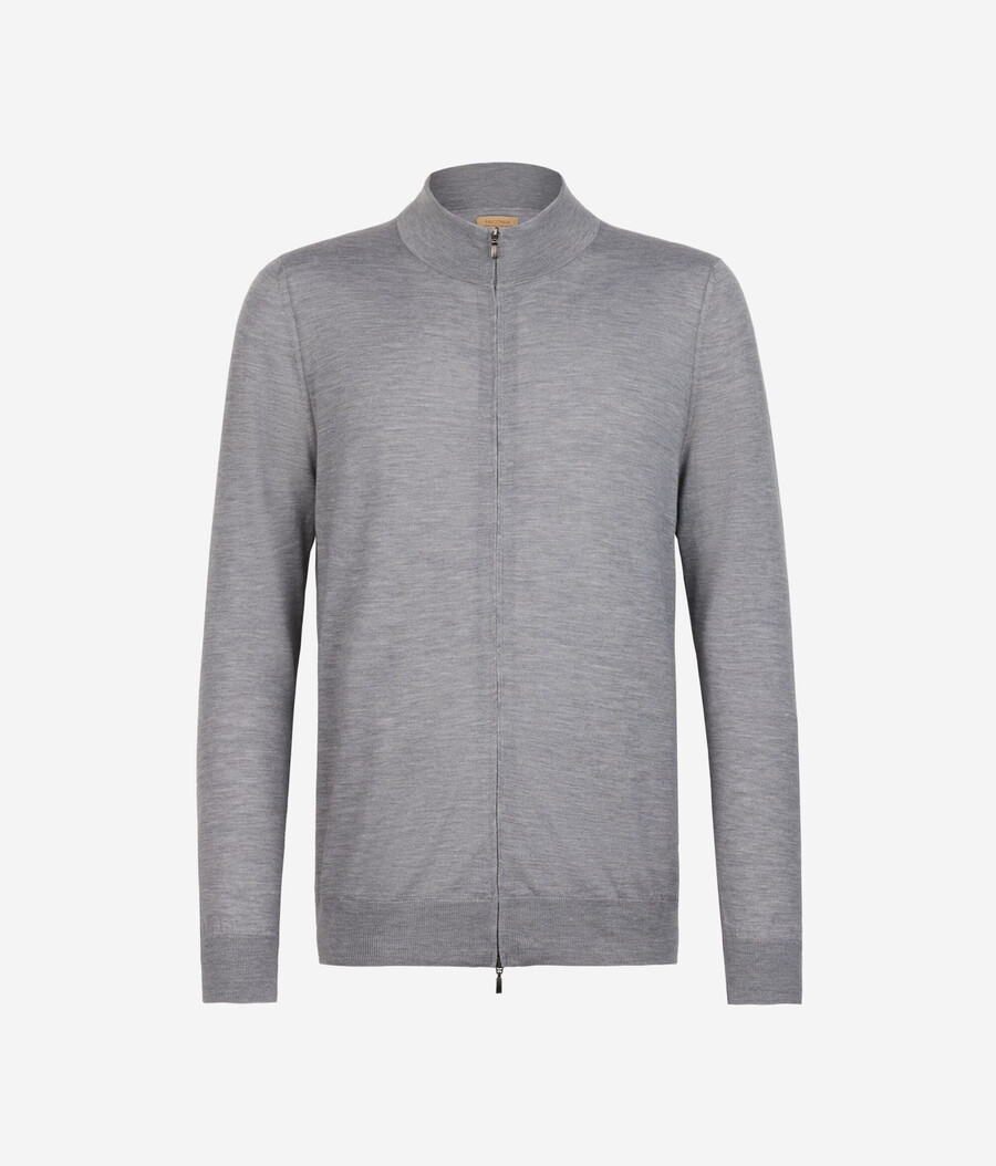 kaschmir-strickjacke mit reißverschluss