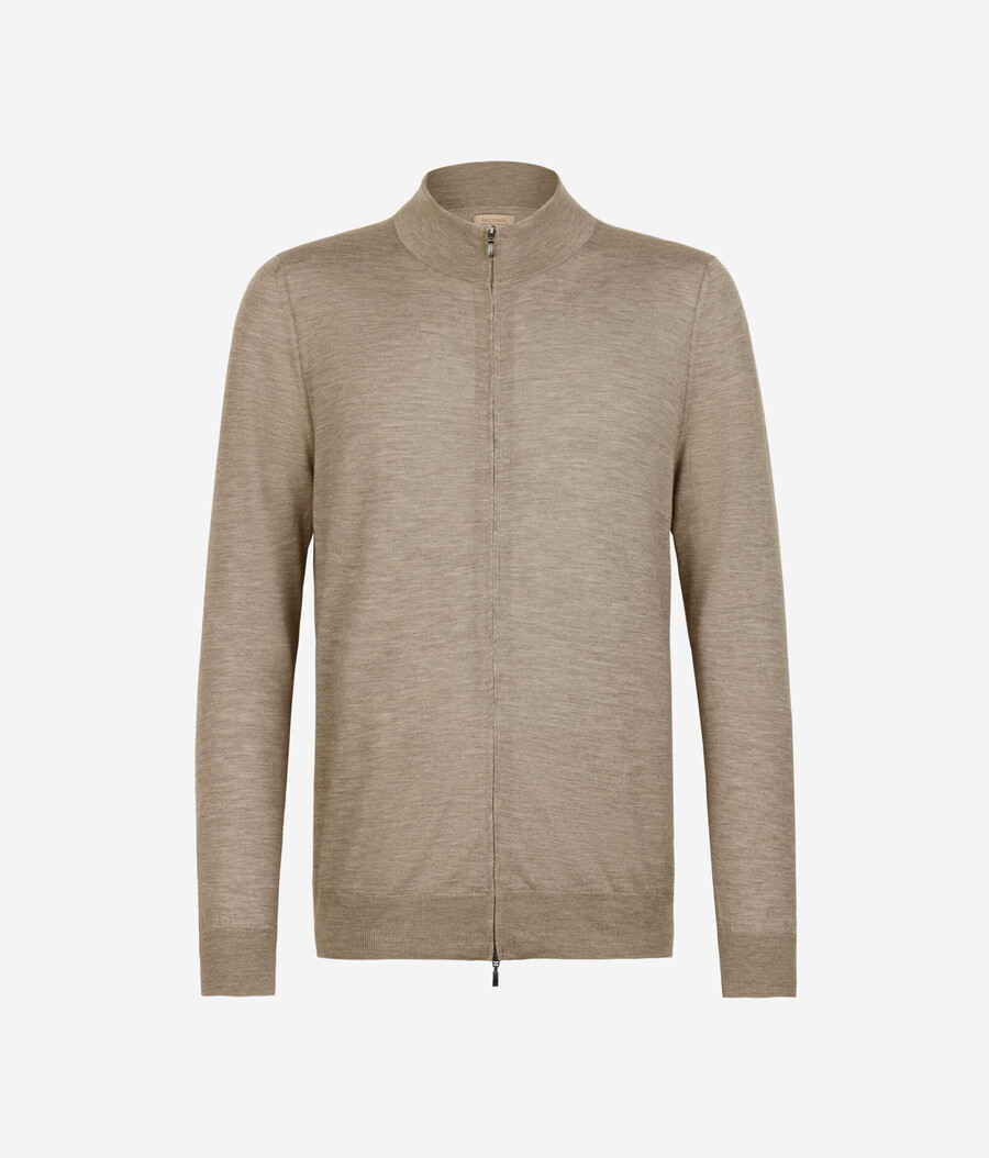 kaschmir-strickjacke mit reißverschluss