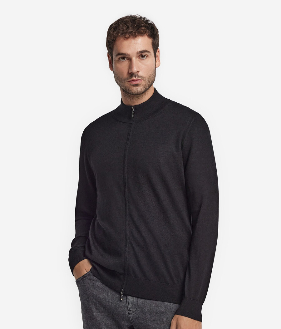 kaschmir-strickjacke mit reißverschluss