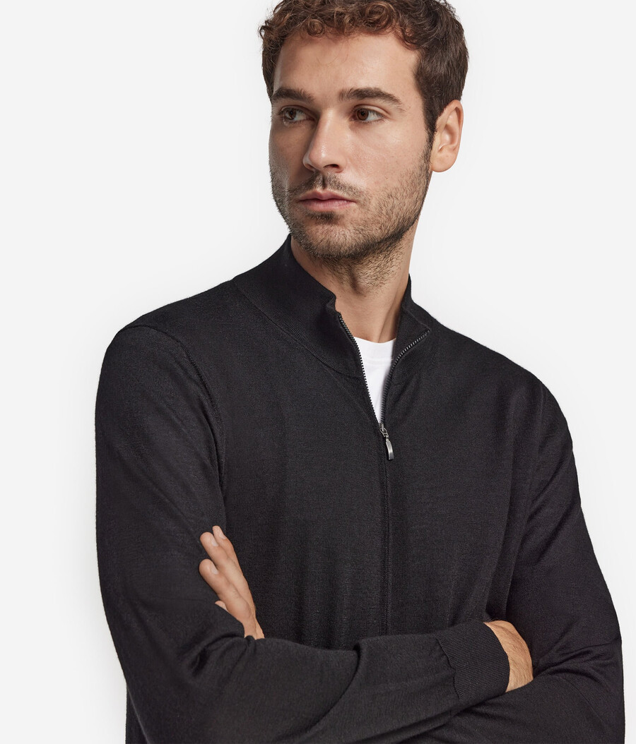 kaschmir-strickjacke mit reißverschluss