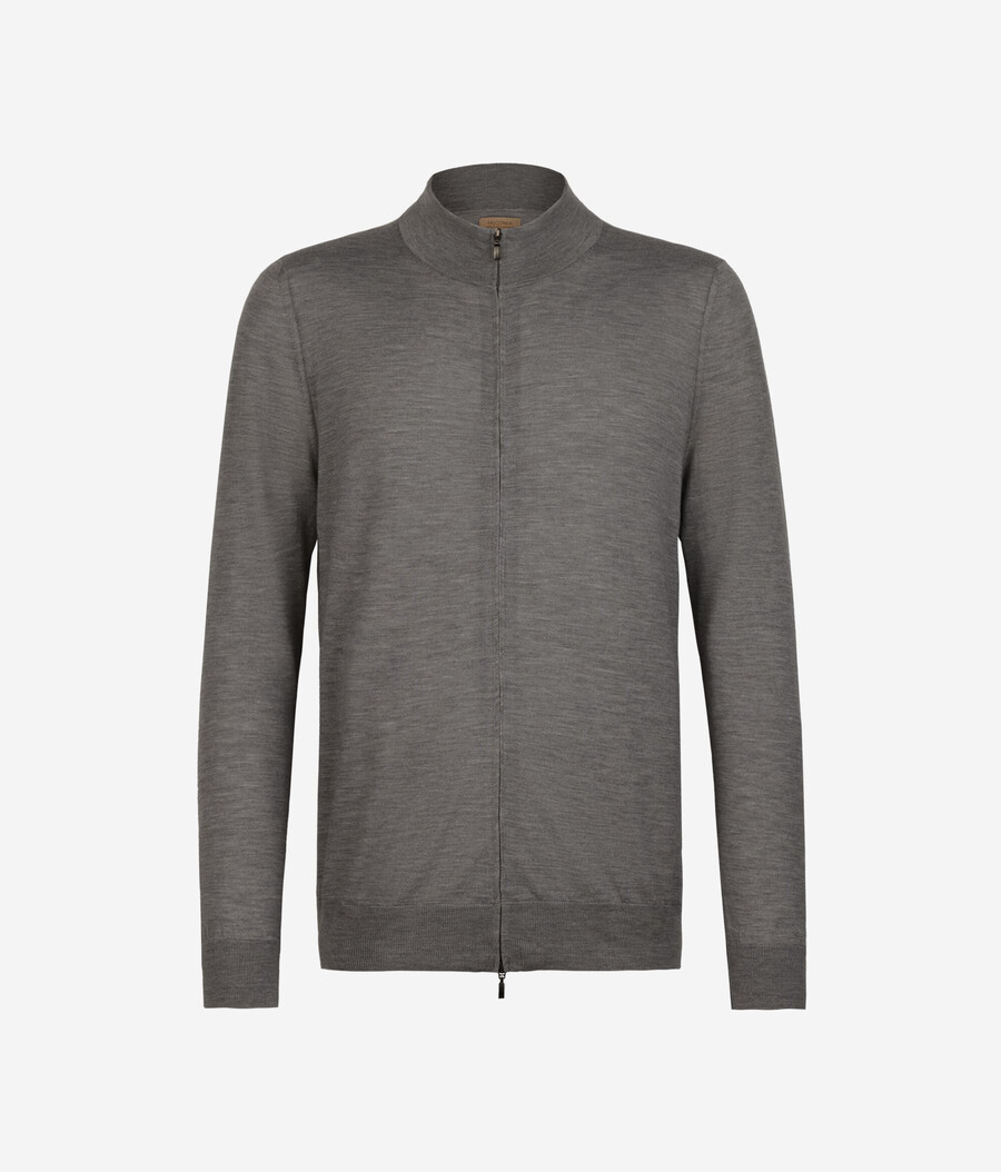 kaschmir-strickjacke mit reißverschluss