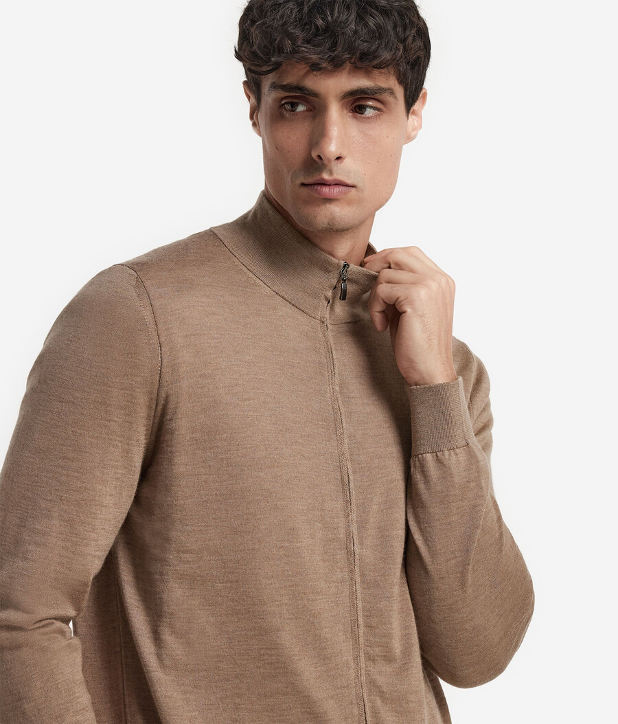 kaschmir-strickjacke mit reißverschluss