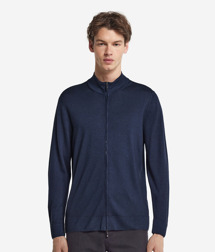 kaschmir-strickjacke mit reißverschluss