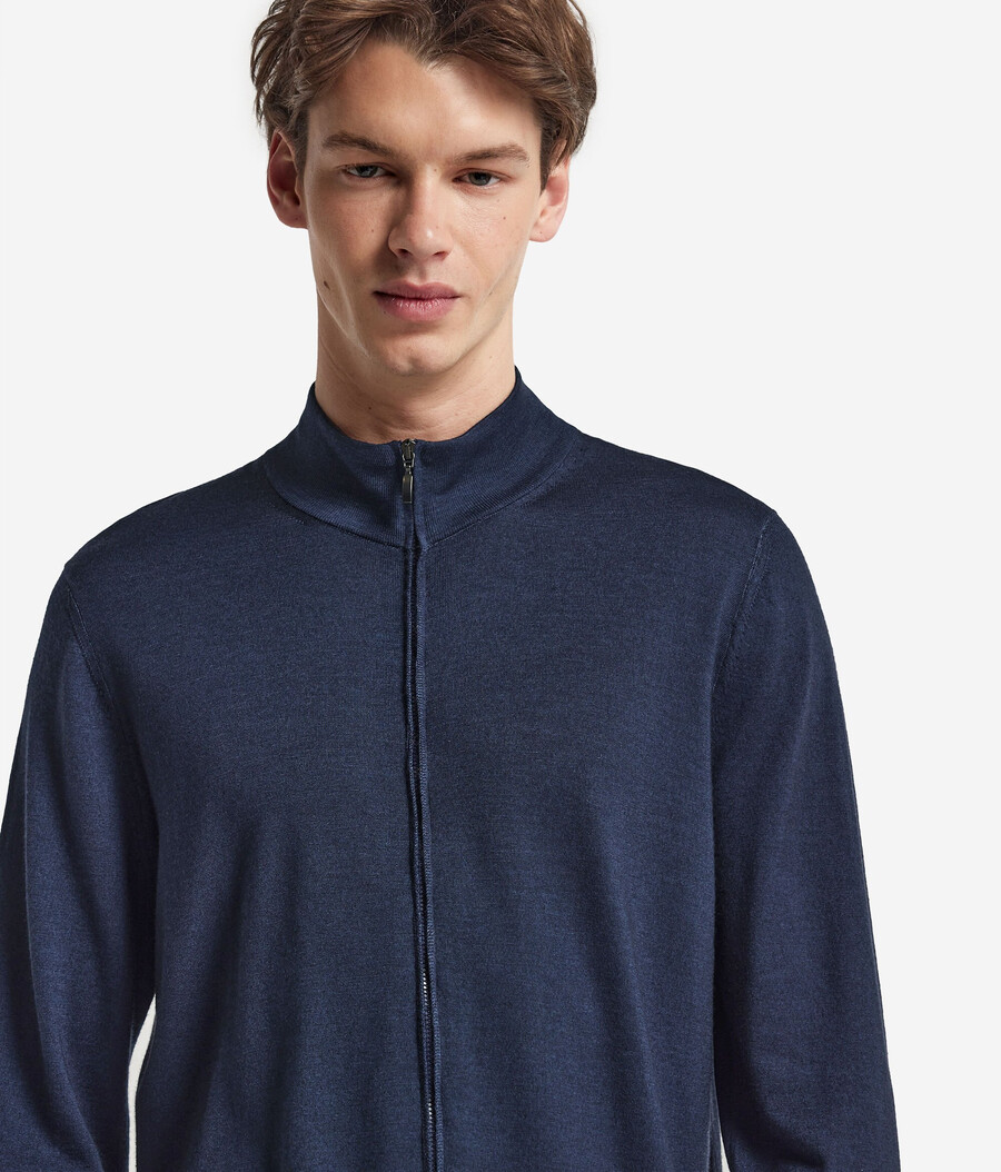 kaschmir-strickjacke mit reißverschluss