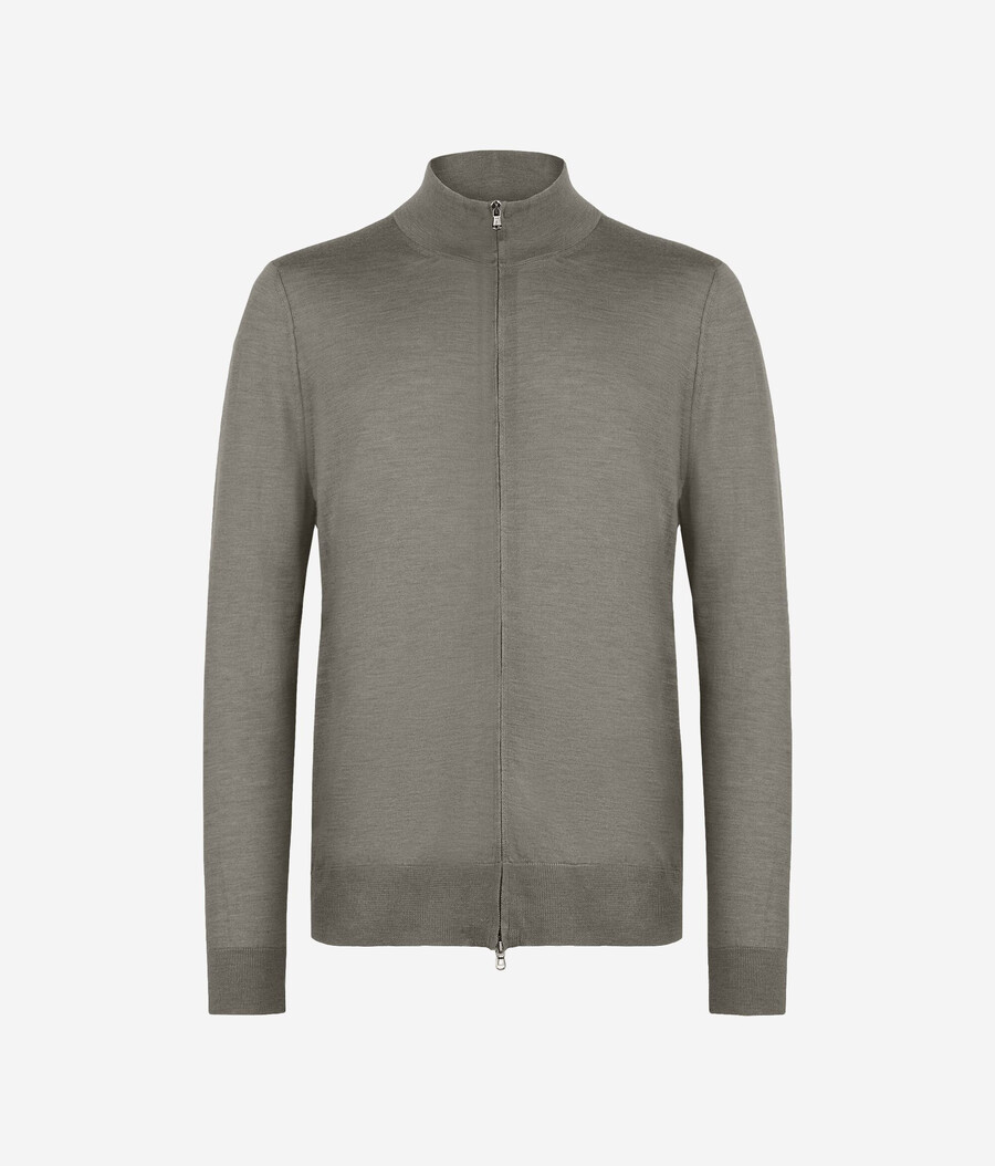kaschmir-strickjacke mit reißverschluss