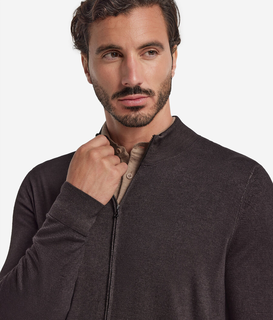 kaschmir-strickjacke mit reißverschluss