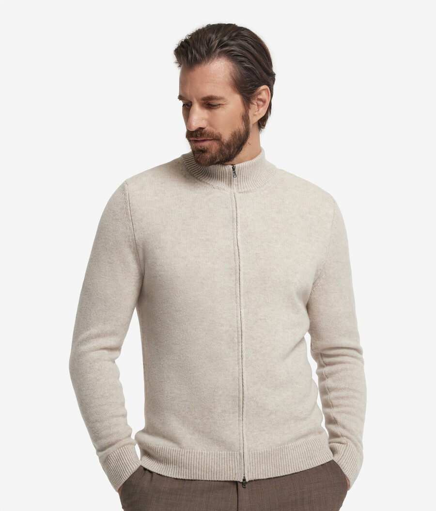 ultraweicher kaschmir-cardigan mit reißverschluss