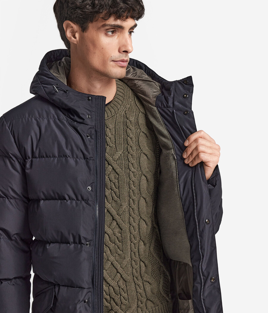 daunenparka mit kapuze und kaschmirfutter