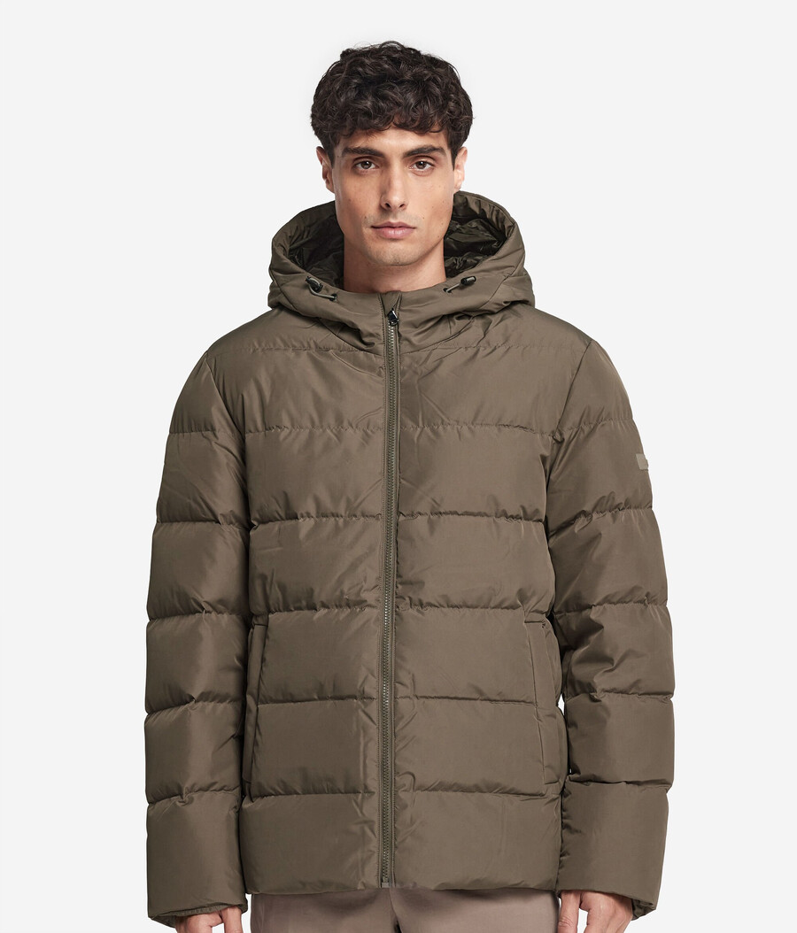 daunenjacke mit kapuze und kaschmirfutter