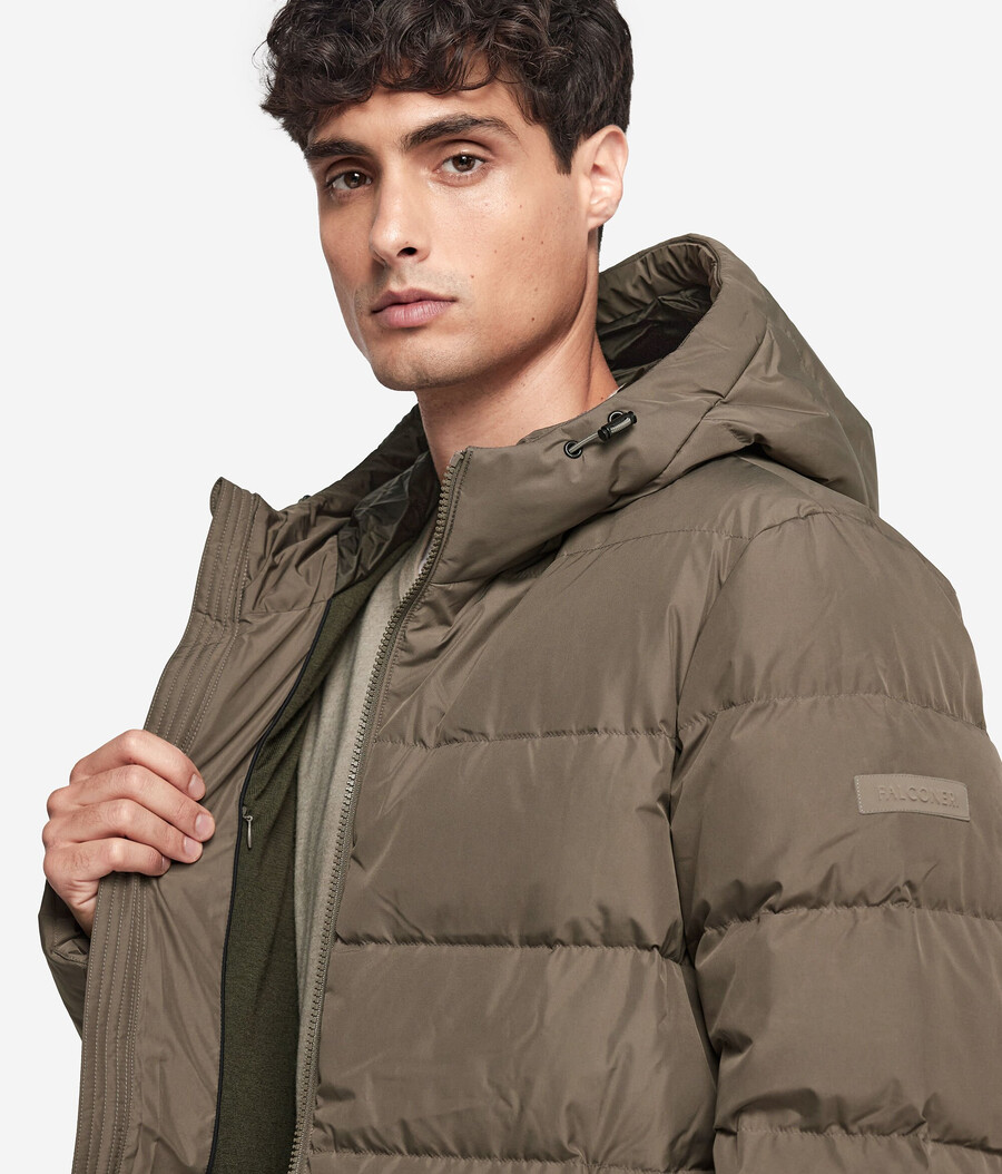 daunenjacke mit kapuze und kaschmirfutter