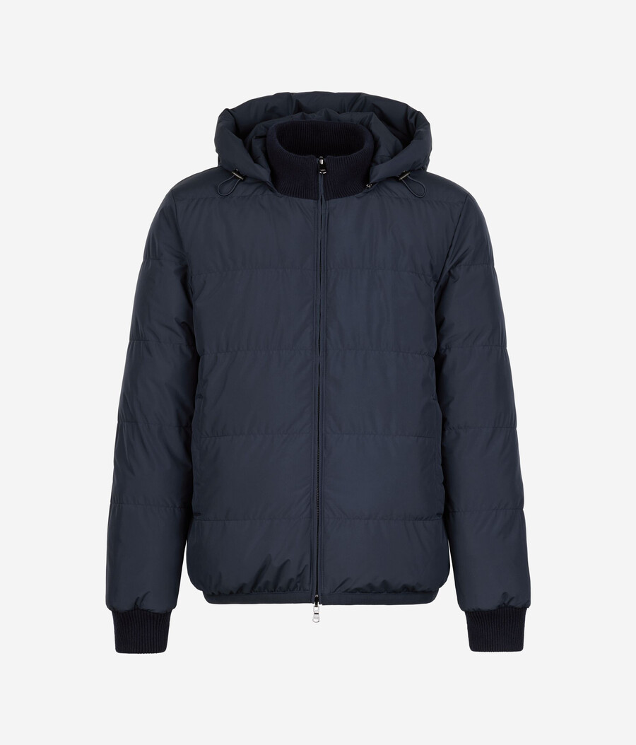 wendbare daunenjacke mit kaschmir-zopfmuster