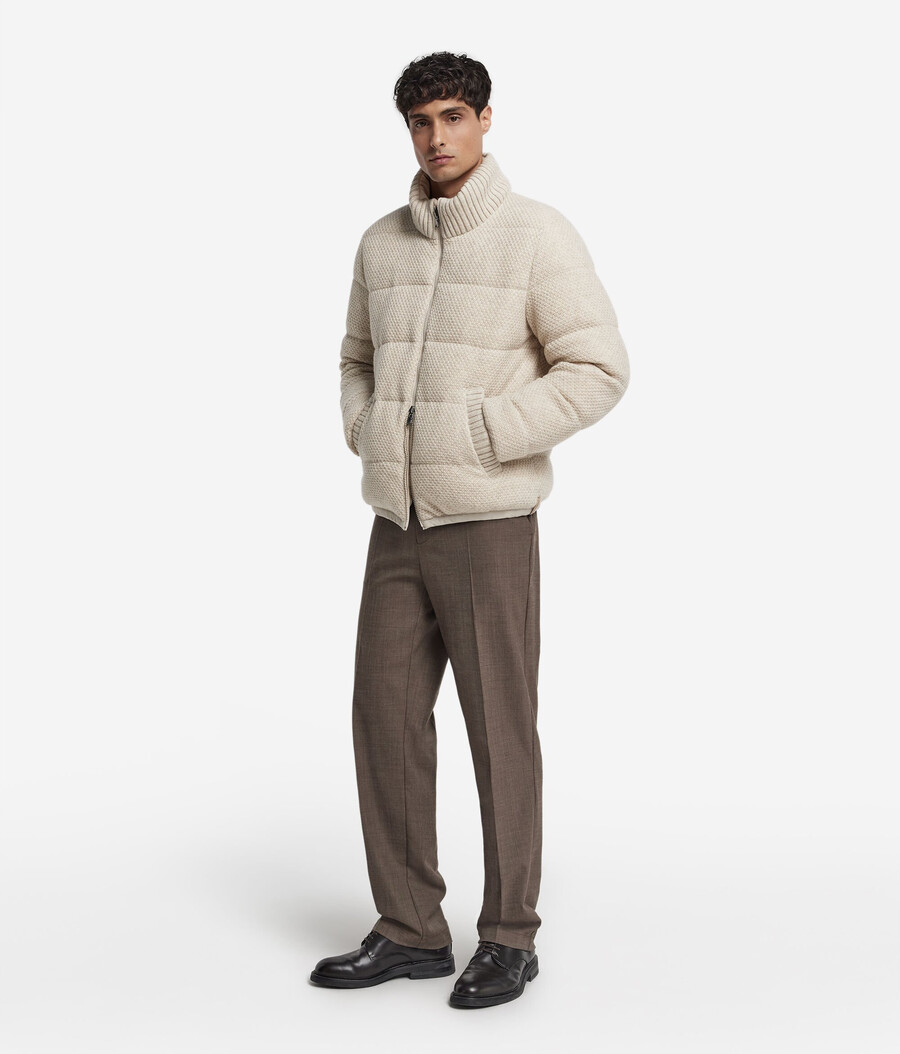 wendbare daunenjacke aus kaschmir und wolle