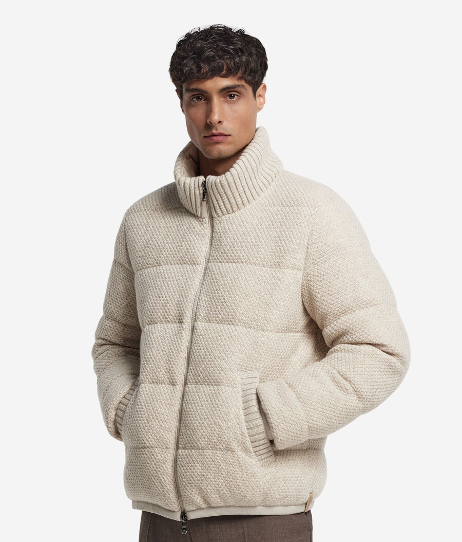 wendbare daunenjacke aus kaschmir und wolle