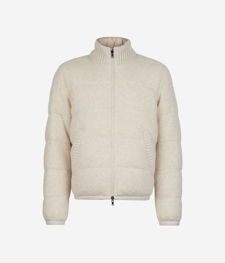 wendbare daunenjacke aus kaschmir und wolle