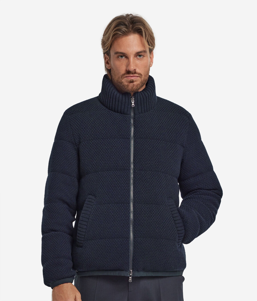 wendbare daunenjacke aus kaschmir und wolle