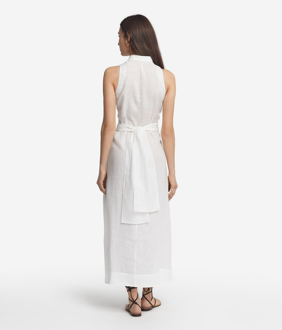 leinenkleid mit gekreuzten bändern