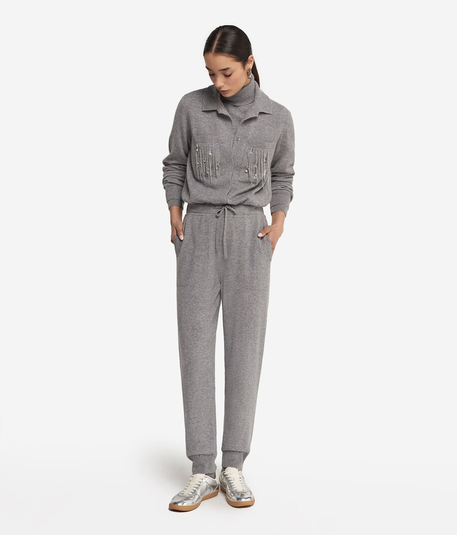 kaschmir-playsuit mit fransen