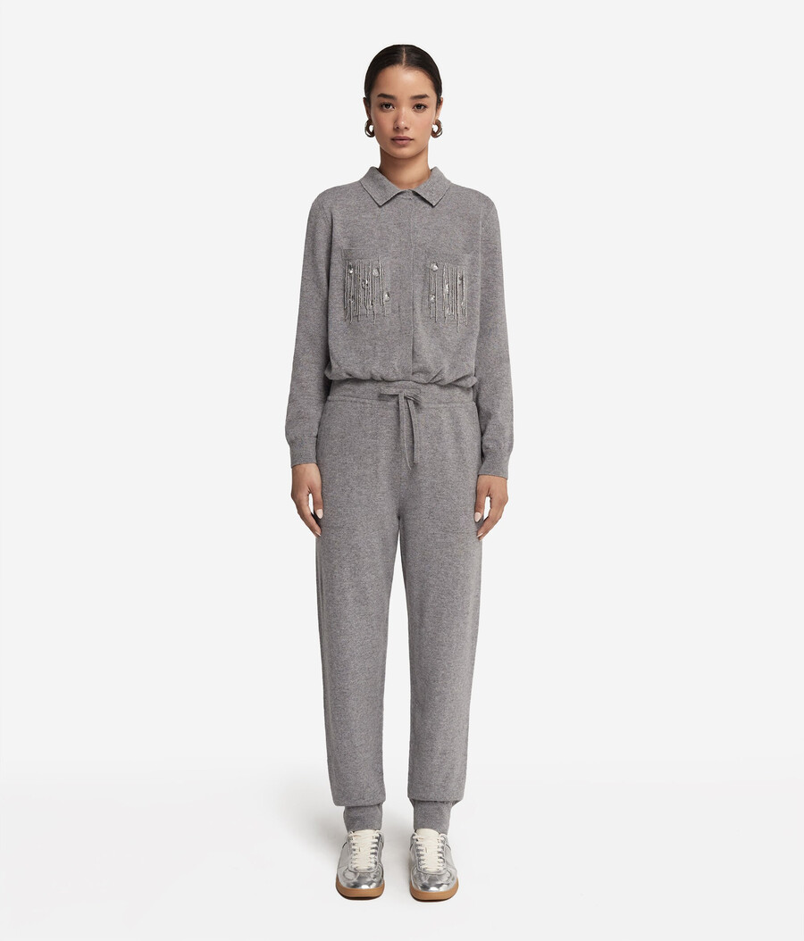 kaschmir-playsuit mit fransen