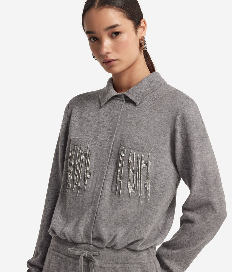 kaschmir-playsuit mit fransen
