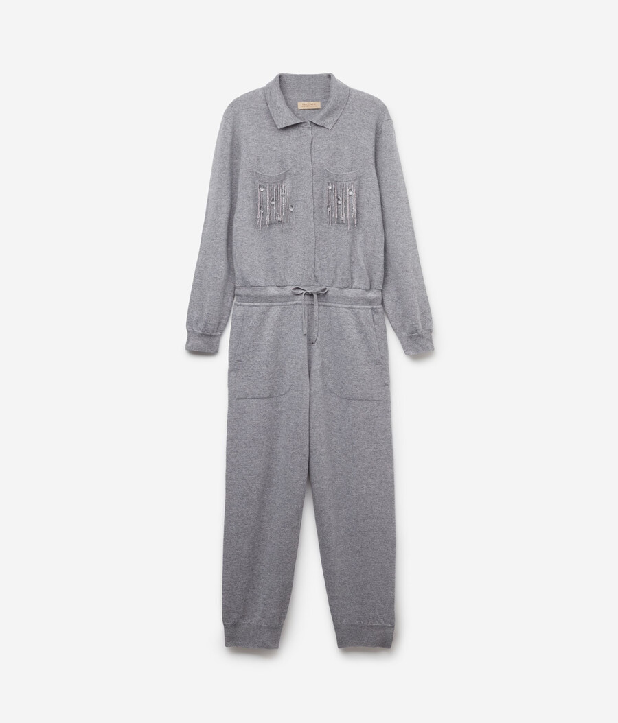 kaschmir-playsuit mit fransen