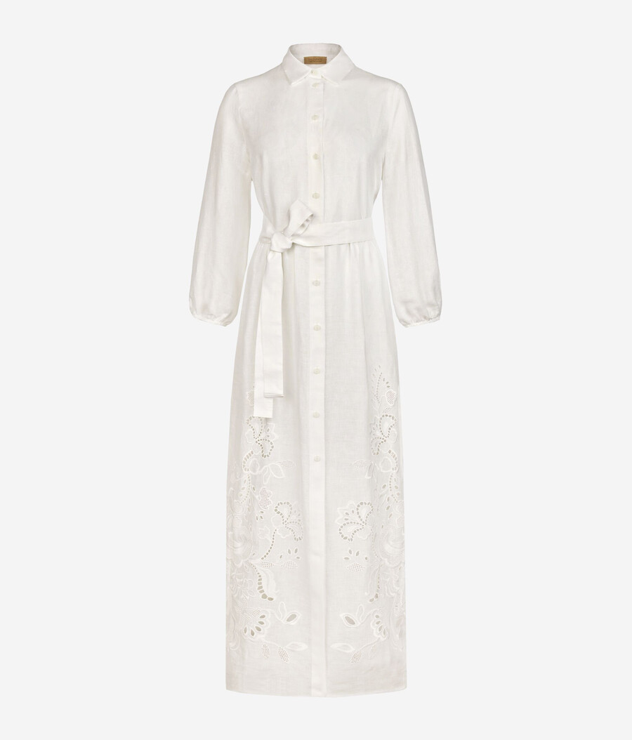 besticktes leinenkleid